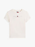 Tommy Jeans TJW SLIM TJ US LINEAR SS TEE Kadın Beyaz T-shirt DW0DW21422YBH