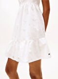 Tommy Jeans TJW BRODERIE ANGLAISE DRESS Kadın Beyaz Elbise DW0DW21165YBL
