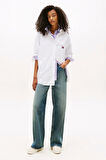 Kadın Oversize Cep Detaylı Gömlek - Beyaz | S