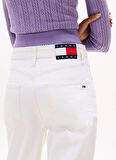 Tommy Jeans Yüksek Bel Düz Paça Slim Straight Beyaz Kadın Denim Pantolon DW0DW204811D0
