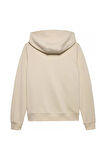 Kadın Regular Fit Kapüşonlu Logolu Sweatshirt - Açık Bej | M