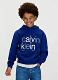 Calvin Klein Baskılı Erkek Çocuk Mavi Sweatshırt IB0IB02563C7L