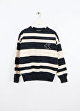 Calvin Klein Çizgili Erkek Çocuk Siyah Sweatshırt IB0IB02558BEH