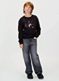 Calvin Klein Baskılı Erkek Çocuk Siyah Sweatshırt IB0IB02562BEH