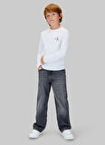 Calvin Klein Baskılı Beyaz Erkek Çocuk T-Shirt IU0IU00717YAF