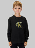 Calvin Klein Bisiklet Yaka Regular Fit Nakışlı Siyah Erkek Çocuk Kazak IB0IB02598BEH