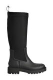 Kadın Traktör Tabanlı Neopren Kumaşlı Yağmur Çizmesi - Siyah | 39