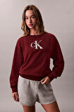 Kadın Monologo Relaxed Fit Büyük Logo Baskılı Sweatshirt - Bordo | XL