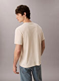 Calvin Klein Jeans Bisiklet Yaka Baskılı Krem Erkek T-Shirt LV04RB862G67U SS Hero Monologo Tee