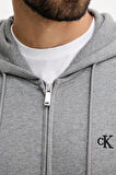 Erkek Regular Fit Fermuarlı Terry Kapüşonlu Sweatshirt - Gri | XL