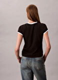 Calvin Klein Jeans Yuvarlak Yaka Baskılı Siyah Kadın T-Shirt LV047D208GUB1