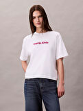 Calvin Klein Jeans Kısa Kollu 2 Renkli 3D Nakışlı Logolu Kadın T-shirt LV047D205G-YAA
