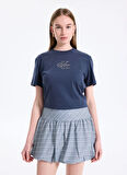 Calvin Klein Jeans Bisiklet Yaka Düz Mavi Kadın T-Shirt LV047D873GVEK