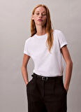 Calvin Klein Jeans Bisiklet Yaka Düz Beyaz Kadın T-Shirt LV047D873GYAA