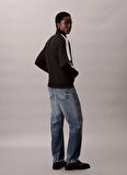 Calvin Klein Dik Yaka Siyah Erkek Sweatshırt LV04LD220GUB1_DBL KNIT STRIPE TRACK