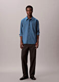Calvin Klein Normal Gömlek Yaka Mavi Erkek Gömlek LV04LD119GROC_LS MELANGE FLANNEL EA
