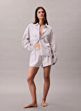 Calvin Klein Beyaz Kadın Pijama Alt LOGO SUPER POPLIN SHORT