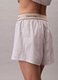 Calvin Klein Beyaz Kadın Pijama Alt LOGO SUPER POPLIN SHORT