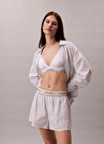 Calvin Klein Beyaz Kadın Pijama Alt LOGO SUPER POPLIN SHORT