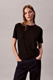 Kadın Regular Kalıp Supima Pamuklu T-Shirt - Siyah | S