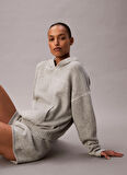 Calvin Klein Kapüşon Yaka Düz Gri Kadın Sweatshırt PLUSH HOODIE.