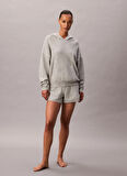 Calvin Klein Kapüşon Yaka Düz Gri Kadın Sweatshırt PLUSH HOODIE.