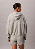 Calvin Klein Kapüşon Yaka Düz Gri Kadın Sweatshırt PLUSH HOODIE.