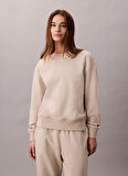 Calvin Klein Yuvarlak Yaka Düz Kahve Kadın Sweatshırt LV044D203GNSU