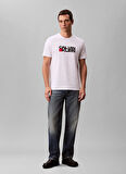 Calvin Klein Jeans Bisiklet Yaka Baskılı Beyaz Erkek T-Shirt LV04RD814GYAA SS 30s EU CK REDBOX G
