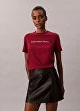 Calvin Klein Jeans Yuvarlak Yaka Baskılı Kırmızı Kadın T-Shirt LV047C912GWFK