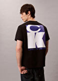 Calvin Klein Jeans Bisiklet Yaka Baskılı Siyah Erkek T-Shirt LV04RD807GUB1 SS 20S TC CK STACK GR