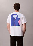 Calvin Klein Jeans Bisiklet Yaka Baskılı Beyaz Erkek T-Shirt LV04RD807GYAA SS 20S TC CK STACK GR