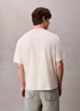 Calvin Klein Jeans Bisiklet Yaka Baskılı Krem Erkek T-Shirt LV04RD808GYAE SS 16S TC CALVIN KLEI
