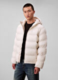 Calvin Klein Jeans Krem Erkek Mont LV04RD528G67U LS NYLON MONOGRAM PUF