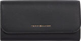 TOMMY HILFIGER Kadın Marka Logolu Pürüzsüz Deri Üst Kısımlı  Şık Görünüşlü İç Yan Fermuarlı  Mikrofiber Astarlı Siyah Cüzdan AW0AW17734 BDS