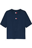 Tommy Jeans Kadın Bol Kesim Armalı Mavi T-shirt DW0DW22202C1G