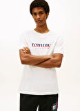 Tommy Jeans Bisiklet Yaka Baskılı Beyaz Erkek T-Shirt DM0DM21978YBL TJM REG DNA TEE EXT