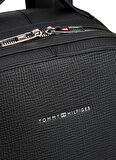 Tommy Hilfiger Suni Deri + Geri Dönüştürülmüş Polyester Siyah Erkek Sırt Çantası TH BUSINESS LEATHER BACKPACK