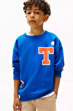 Erkek Çocuk Camp T Harf ve Baskı Detaylı Sweatshirt - Mavi | 12 Yaş
