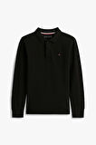 Erkek Çocuk Regular Kalıp Uzun Kollu Pike Polo Yaka T-Shirt - Siyah | 10 Yaş