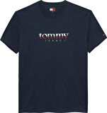TOMMY HILFIGER Erkek Marka Logolu Bisiklet Yakalı Pamuklu Lacivert T-Shirt DM0DM21978 C1G