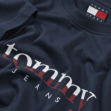 TOMMY HILFIGER Erkek Marka Logolu Bisiklet Yakalı Pamuklu Lacivert T-Shirt DM0DM21978 C1G