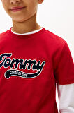 Erkek Çocuk Yazı Baskılı Kısa Kollu T-Shirt – Kırmızı | 8 Yaş