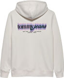 TJM REG BLUR SCRPT BCK HOOD EXT Erkek Beyaz Kazak - DM0DM22112