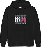 TOMMY HILFIGER Erkek Marka Logolu Kapüşonlu Şık Görünüşlü Siyah Sweatshirt DM0DM22092 BDS