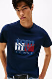 Erkek Slim Fit Grafik Baskılı T-Shirt - Lacivert | S
