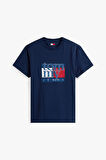 Erkek Slim Fit Grafik Baskılı T-Shirt - Lacivert | S