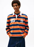 Tommy Jeans Çizgili Turuncu Erkek Polo T-Shirt DM0DM22074SZZ TJM RLX STRIPE RUGBY