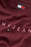 Erkek Bisiklet Yaka Logo Baskılı T-Shirt - Bordo | S