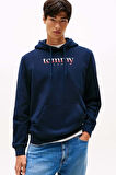 Erkek Linear Logo Hoodie Sweatshirt - Lacivert | XS